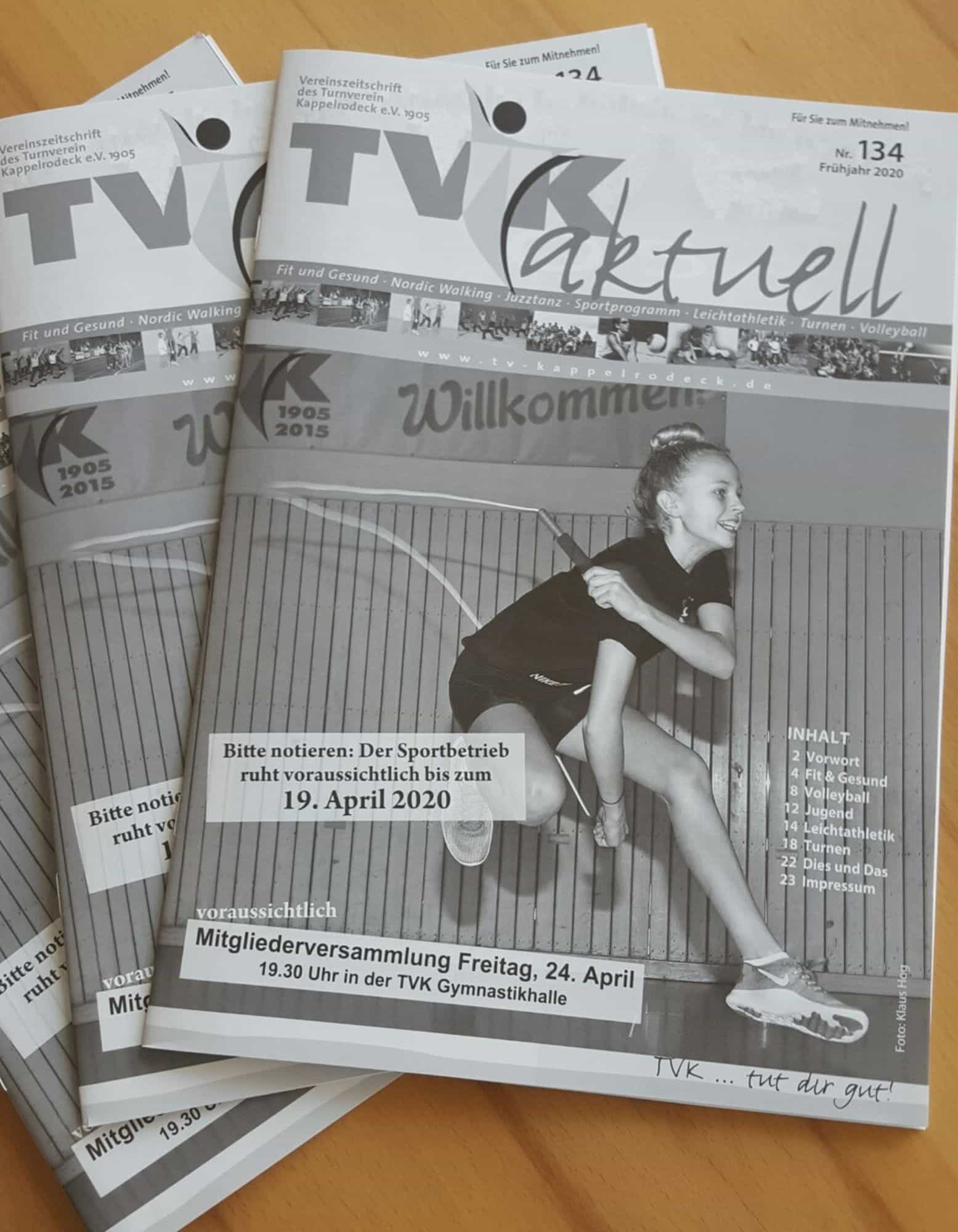 Vereinszeitschrift TVK aktuell liegt zur Abholung bereit