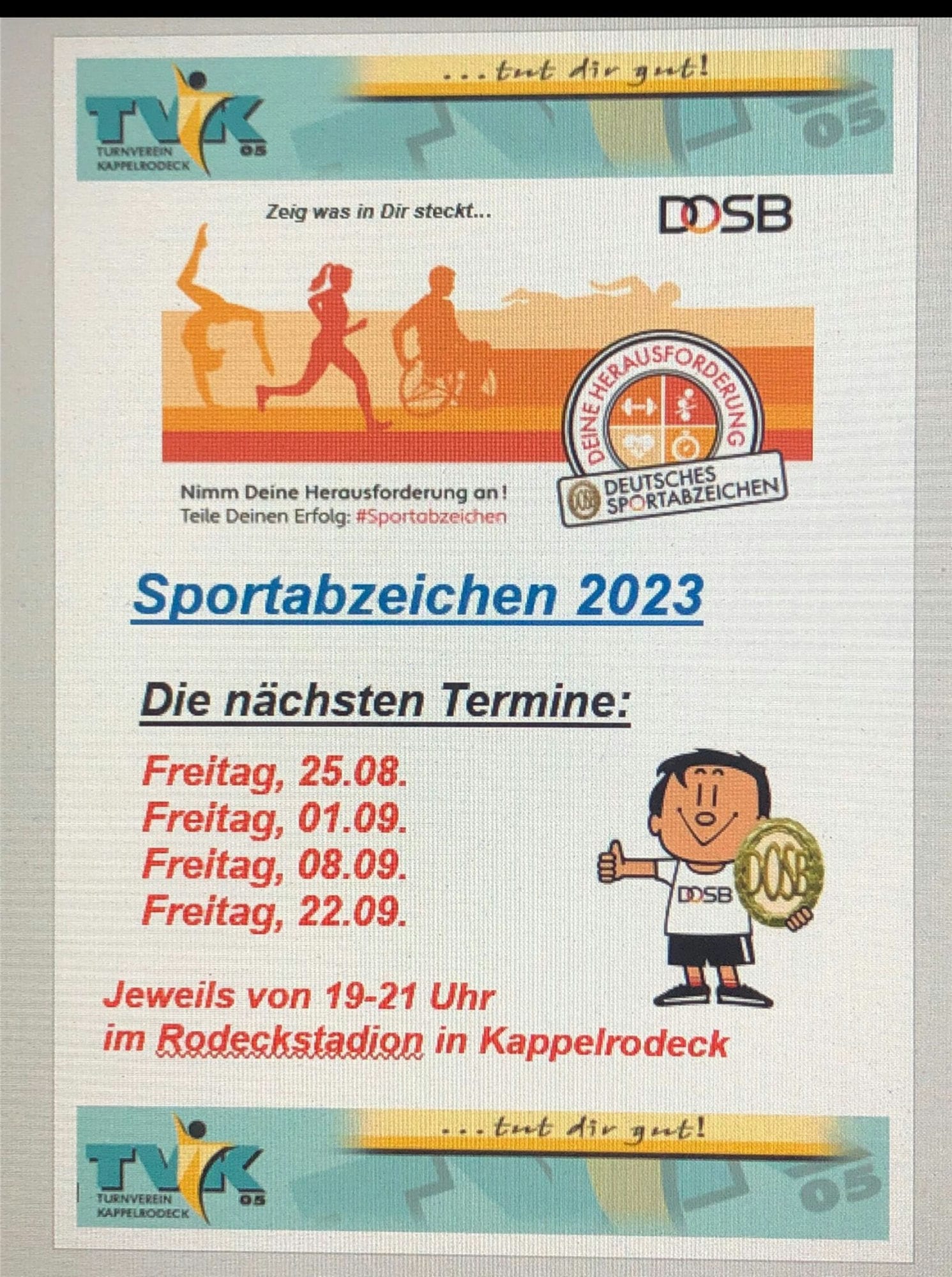 Sportabzeichen Abnahme Termine